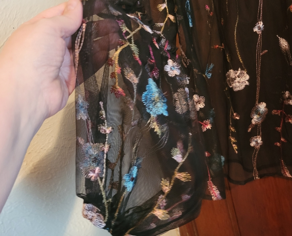 Sheer Black Blouse with Floral Embroidery from A New Day - Picture 6 of 7